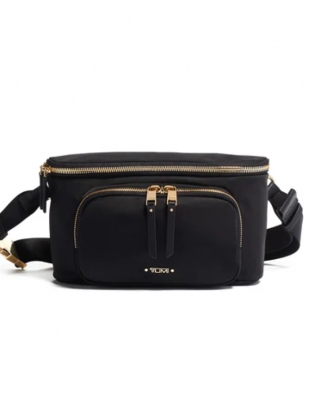 TUMI Voyageur Madison Hip Bag Black Gold Rare Crossbody Waist Bag